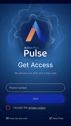 Screenshot displaying Action Plan Pulse's login form