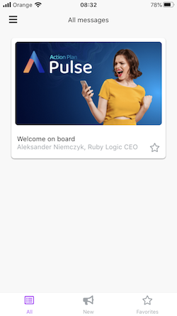 Screenshot displaying Action Plan Pulse's start screen